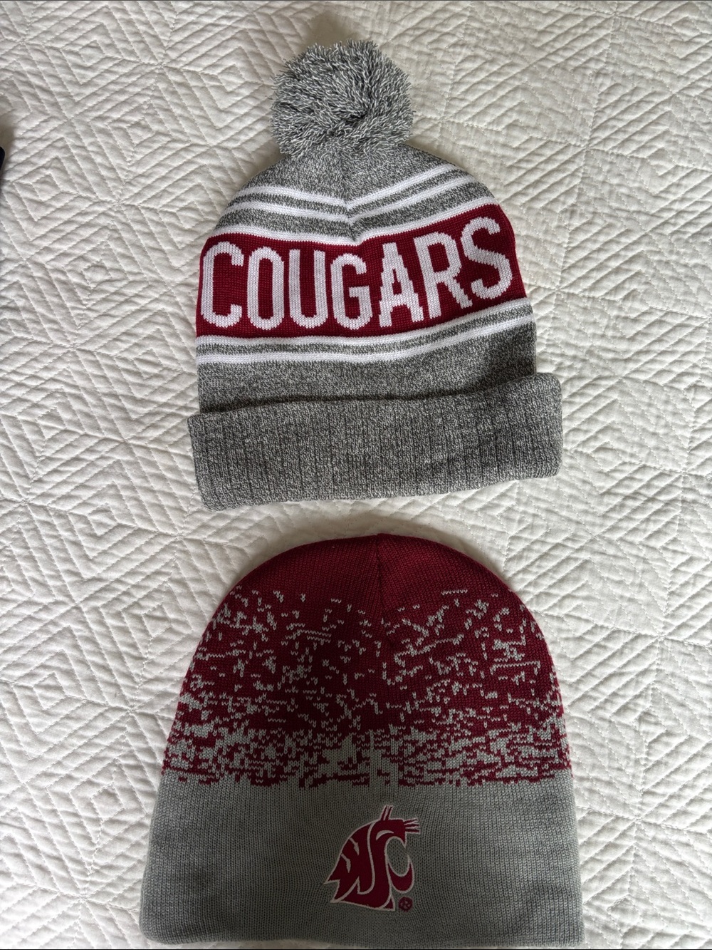 WSU Pom Beanie and Knit Hat Set